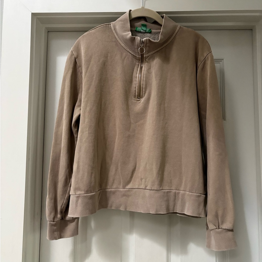 dip Women's Tan Half-Zip Sweatshirt